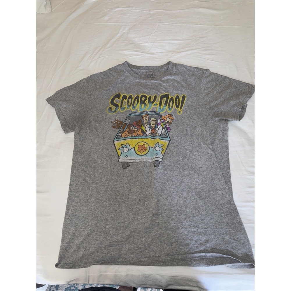 Scooby Doo Adult M T Shirt‎ Full Gang Mystery Machine Gray Graphic Retro Classic